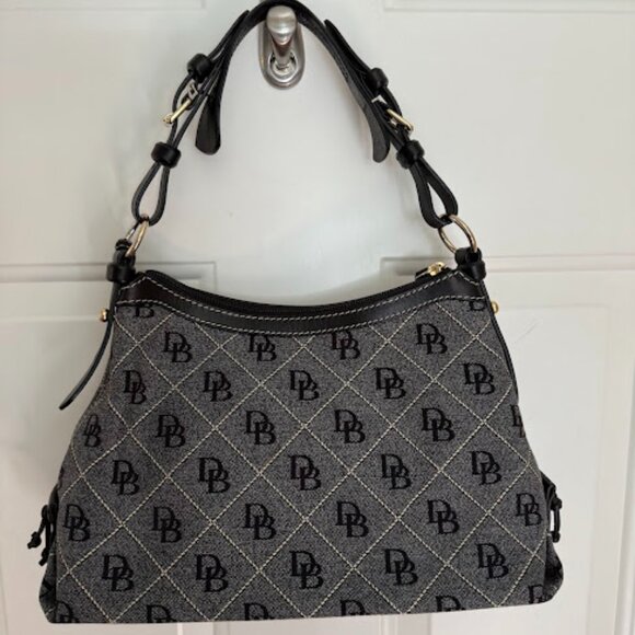 Dooney & Bourke Vintage small East/West Slouch black DB Signature Shoulder bag - Picture 2 of 16
